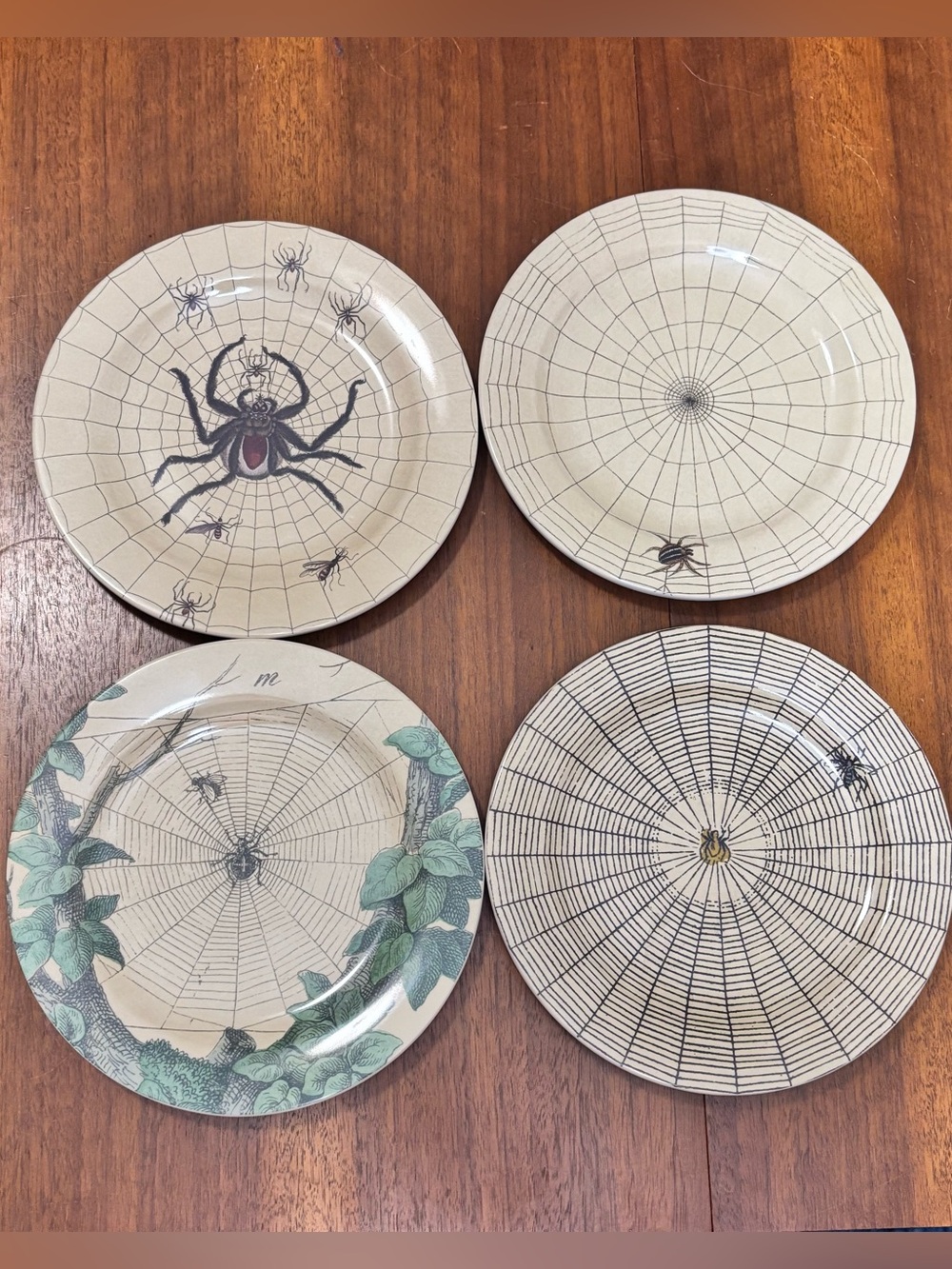Set of 4 John Derian Spider Web Melamine appetizer Plate Set